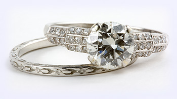 Diamond engagement rings on display