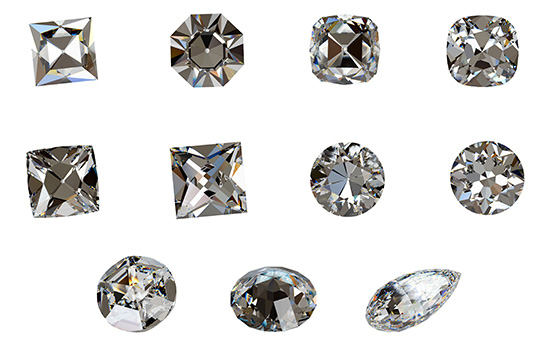 Estate diamond jewelry arranged for evaluation
